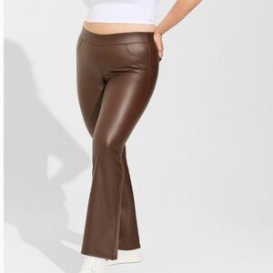 Torrid brown Faux Leather legging Pants slim bootcut leg pull on 3X